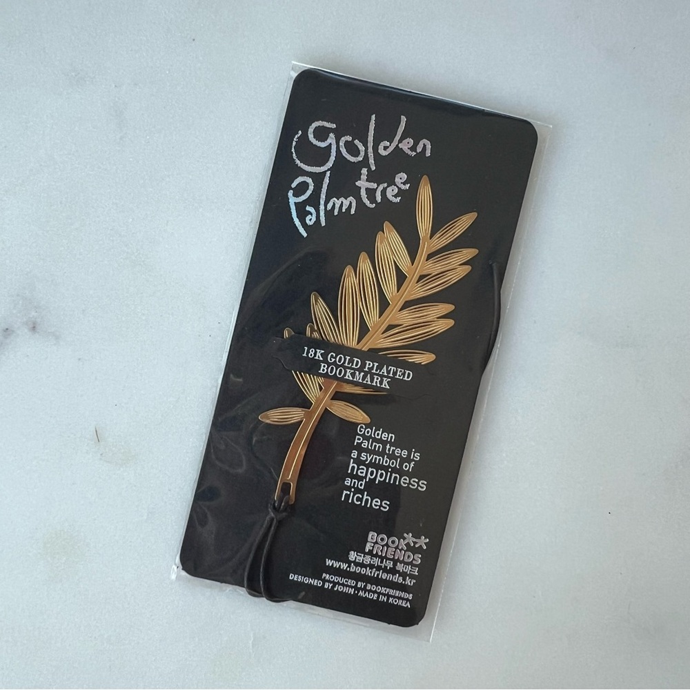 18K gold plated palm leaf bookmark, symbol of happiness